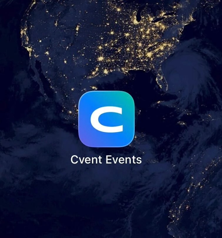 Cvent Events mobile app icon on a phone home screen